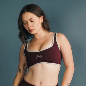 Fancy D Boutique Maroon Scoop Sports Bra and short set size L